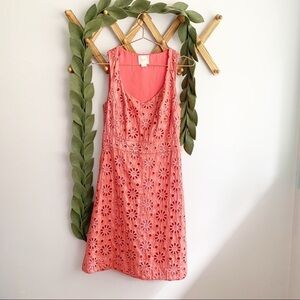 Maeve Coral Shine Eyelet Dress